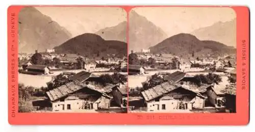 Stereo-Fotografie Charnaux Freres & Cie., Geneve, Ansicht Interlaken, Blick über den Ort nach der Jungfrau