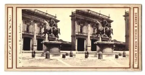 Stereo-Fotografie Sommer & Behles, Roma, Ansicht Roma, Statue di Marco Aurelio