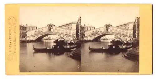 Stereo-Fotografie C. Naya, Venezia, Ansicht Venedig, Ponte di Rialto