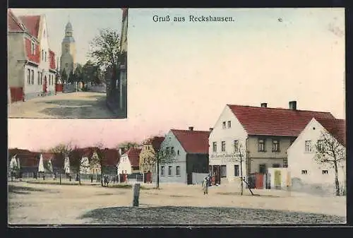 AK Fichtenberg / Mühlberg, Strassenpartie mit Bäckerei & Kolonialwarengeschäft, Ortsfehldruck!