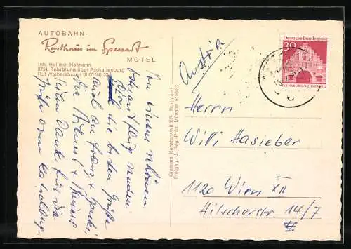 AK Rohrbrunn, Autobahn-Rasthaus im Spessart, Totalansicht