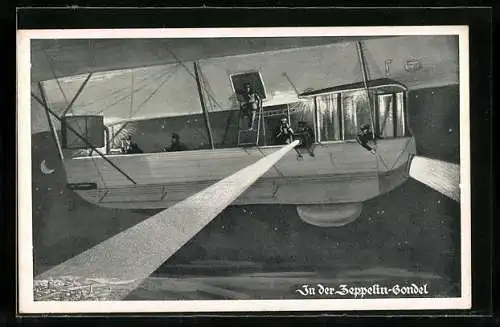 AK In der Zeppelin-Gondel mit Scheinwerfer