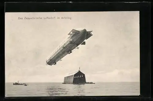 AK Das Zeppelin`sche Luftschiff im Aufstieg