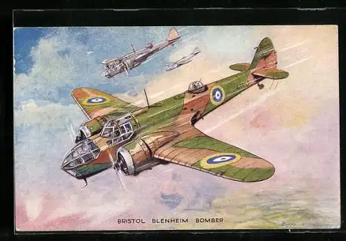 Künstler-AK Flugzeug Bristol Blenheim Bomber