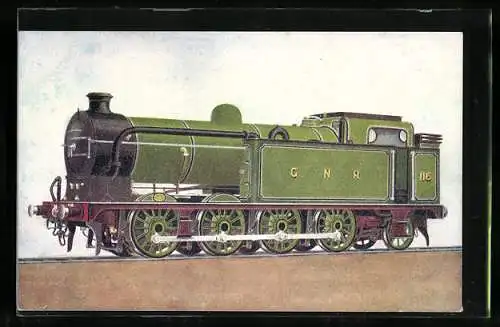 Künstler-AK G.N.R. 8 Wheels Coupled Side Tank Engine No. 116, englische Eisenbahn