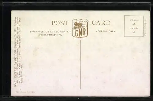 AK Englische Eisenbahn Express Passenger Engine 272, GNR