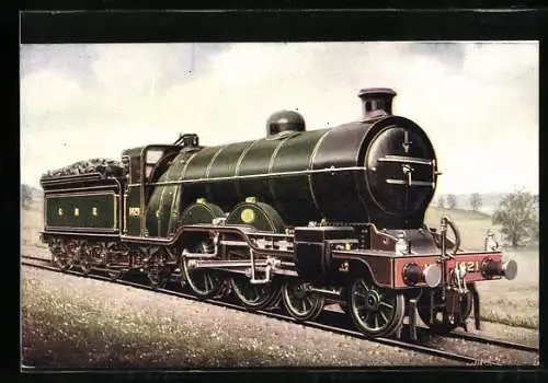 Künstler-AK Great Nothern Railway No. 1421 4-4-2 Express Engine, englische Eisenbahn