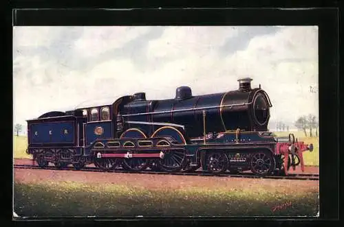 Künstler-AK Dampflokomotive No. 1500 der GER
