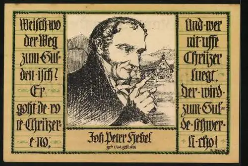 Notgeld Schopfheim 1921, 50 Pfennig, Joh. Peter Hebel, Konterfei