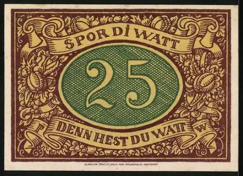 Notgeld Schneverdingen 1921, 25 Pfennig, Schumacher in grün