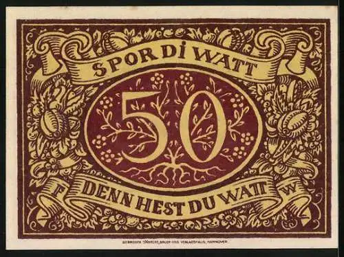 Notgeld Schneverdingen 1921, 50 Pfennig, Schumacher bei der Arbeit