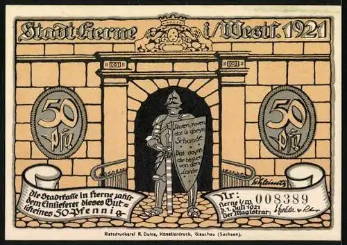 Notgeld Herne i. Westf. 1921, 50 Pfennig, Der Trupp in Bewegung