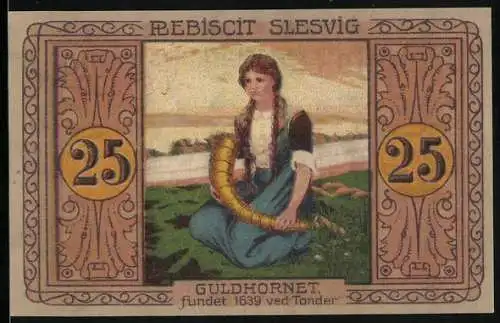 Notgeld Tondern 1920, 25 Pfennig, Mädchen mit dem Goldhorn