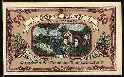 Notgeld Tonndorf-Lohe 1921, 50 Pfennig, Partie am Wandsefall