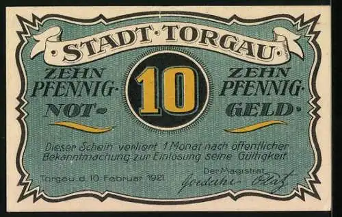 Notgeld Torgau 1921, 10 Pfennig, Ritter in Rüstung