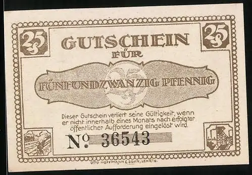 Notgeld Lehrte 1921, 25 Pfennig, Silhouette der Stadt