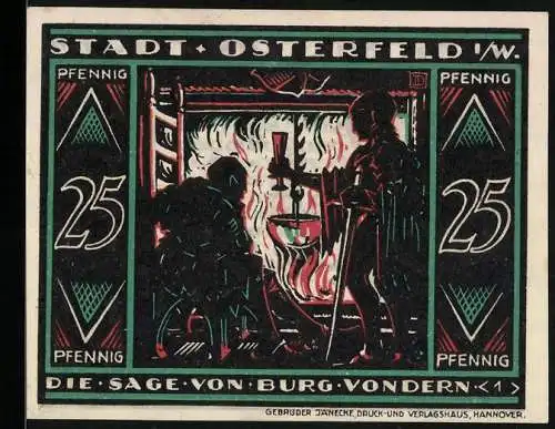 Notgeld Osterfeld 1921, 25 Pfennig, Die Sage von Burg Vondern