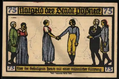 Notgeld Pössneck 1921, 75 Pfennig, Goethe: Hermann und Dorothea