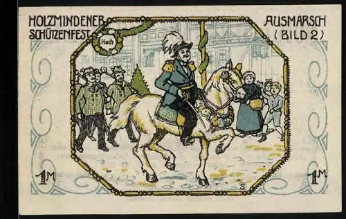 Notgeld Holzminden 1922, 1 Mark, Ausmarsch beim Schützenfest