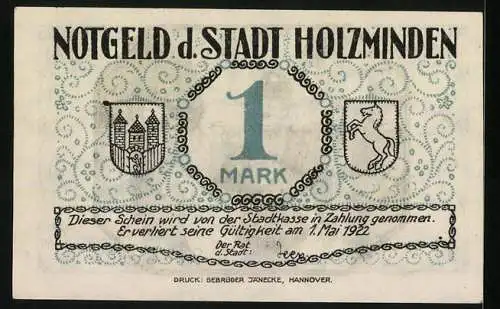 Notgeld Holzminden 1922, 1 Mark, Schützenkönig beim Schützenfest
