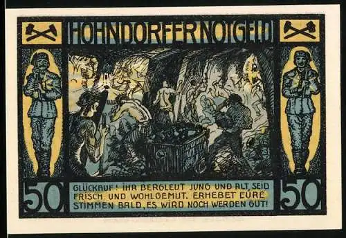 Notgeld Hohndorf 1921, 50 Pfennig, Bergbau-Szene