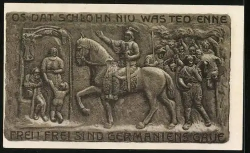 Notgeld Horn /Lippe 1921, 50 Pfennig, Denkmal und Szene mit Germanen