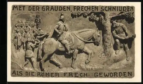 Notgeld Horn /Lippe 1921, 50 Pfennig, Szene mit Germanen und Römern