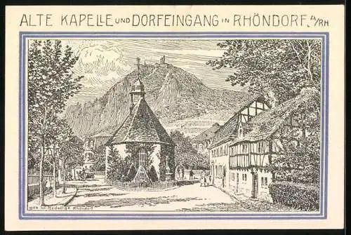 Notgeld Rhöndorf a. Rh. 1921, 99 Pfennig, Wappen, Alte Kapelle und Dorfeingang