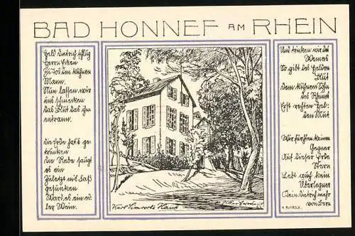 Notgeld Bad Honnef am Rhein 1921, 99 Pfennig, Villa und Wappen