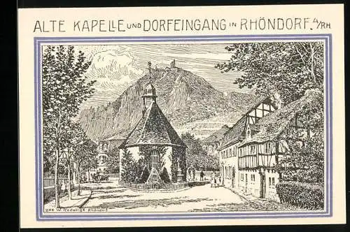 Notgeld Rhöndorf a. Rh. 1921, 99 Pfennig, Dorfeingang und Alte Kapelle