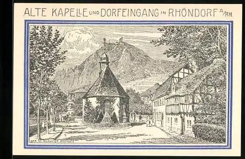 Notgeld Rhöndorf a. Rh. 1921, 99 Pfennig, Wappen, Alte Kapelle und Dorfeingang