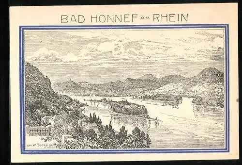 Notgeld Bad Honnef am Rhein 1921, 99 Pfennig, Ruine Drachenfels und Blick rheinaufwärts