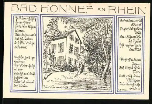 Notgeld Bad Honnef am Rhein 1921, 99 Pfennig, Wappen und Villa mit Garten