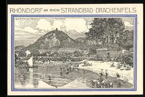 Notgeld Rhöndorf am Rhein 1921, 50 Pfennig, Wappen und Strandbad Drachenfels