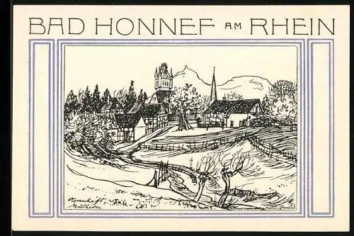 Notgeld Bad Honnef am Rhein 1921, 50 Pfennig, Wappen und Blick auf den Ort