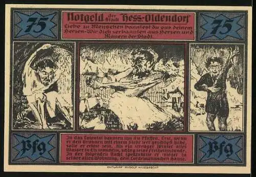 Notgeld Hess.-Oldendorf 1921, 75 Pfennig, Hohenstein mit Blick aus dem Totental, Fiktive Szene