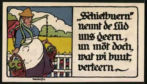 Notgeld Lübeck 1921, 50 Pfennig, Wappen und Garnersfru