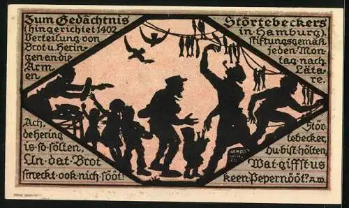 Notgeld Verden /Aller 1921, 25 Pfennig, Verteilung von Brot und Heringen zum Gedächtnis Störtebeckers