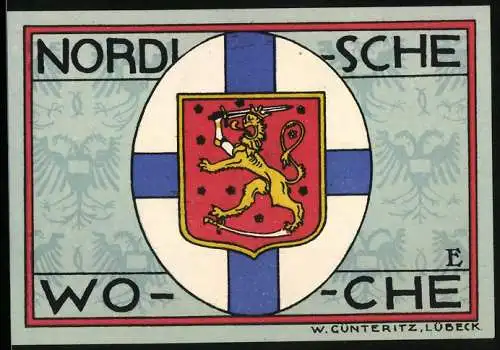 Notgeld Lübeck 1921, 50 Pfennig, Wappen und Kirche