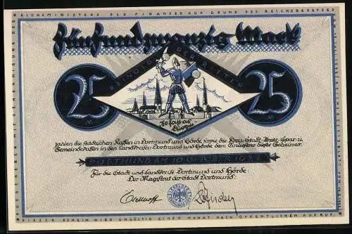 Notgeld Dortmund 1922, 25 Pfennig, Reinold der Ritter und Arbeiter