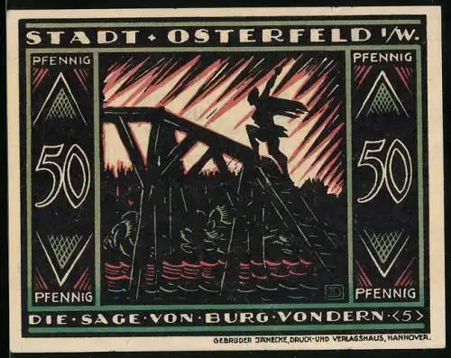 Notgeld Osterfeld i. W. 1921, 50 Pfennig, Szene aus der Sage von Burg Vondern