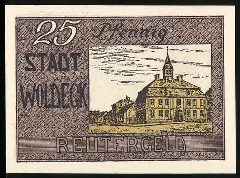 Notgeld Woldegk 1922, 25 Pfennig, Strassenpartien