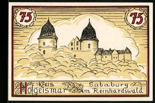 Notgeld Hofgeismar, 75 Pfennig, Sababurg im Reinhardswald