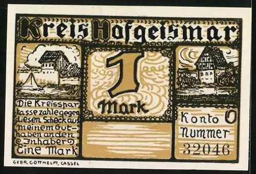 Notgeld Hofgeismar, 1 Mark, Gieselwerder a. d. Weser
