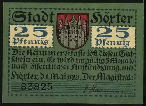 Notgeld Höxter 1921, 25 Pfennig, Die Mägde-Schlacht