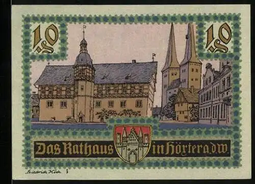 Notgeld Höxter 1921, 10 Pfennig, Das Rathaus