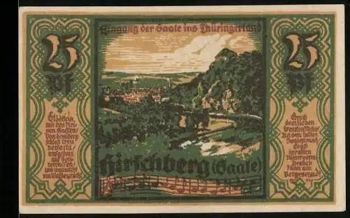 Notgeld Hirschberg /Saale 1921, 25 Pfennig, Eingang der Saale ins Thüringerland