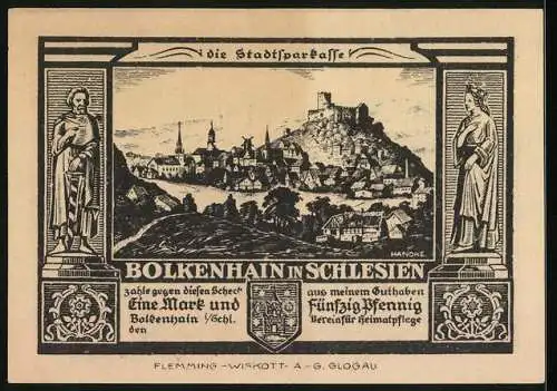 Notgeld Bolkenhain in Schlesien, 1, 50 Mark, Die Burg Schweinhaus