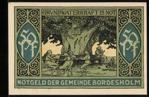 Notgeld Bordesholm 1921, 50 pfennig, Mädchen tanzen im Kreis