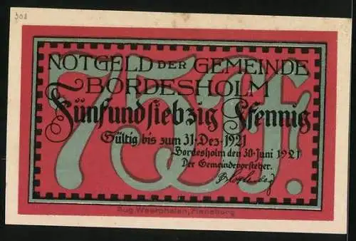 Notgeld Bordesholm 1921, 75 Pfennig, Die Klosterkirche